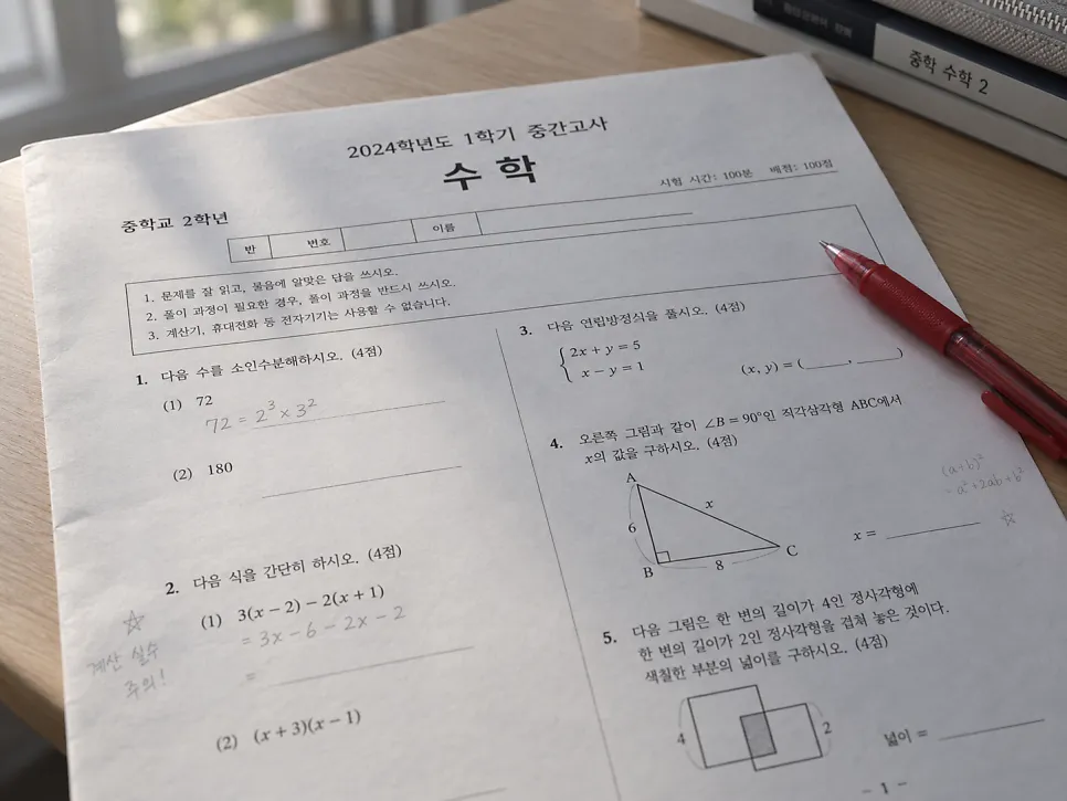 기말고사 대비반 개강 — 중등 · 고등 전 과목