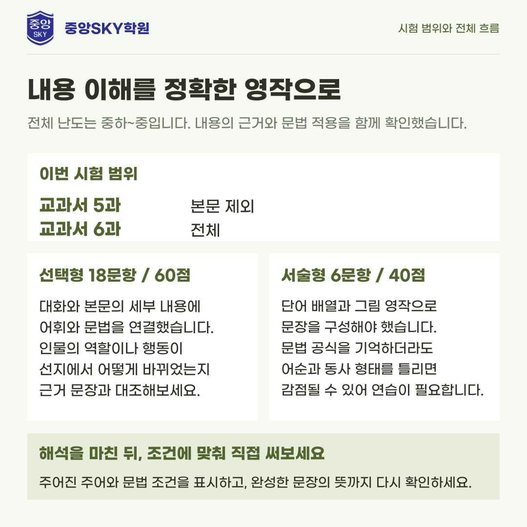 강동중 영어 2026년 3학년 2학기 중간고사 분석