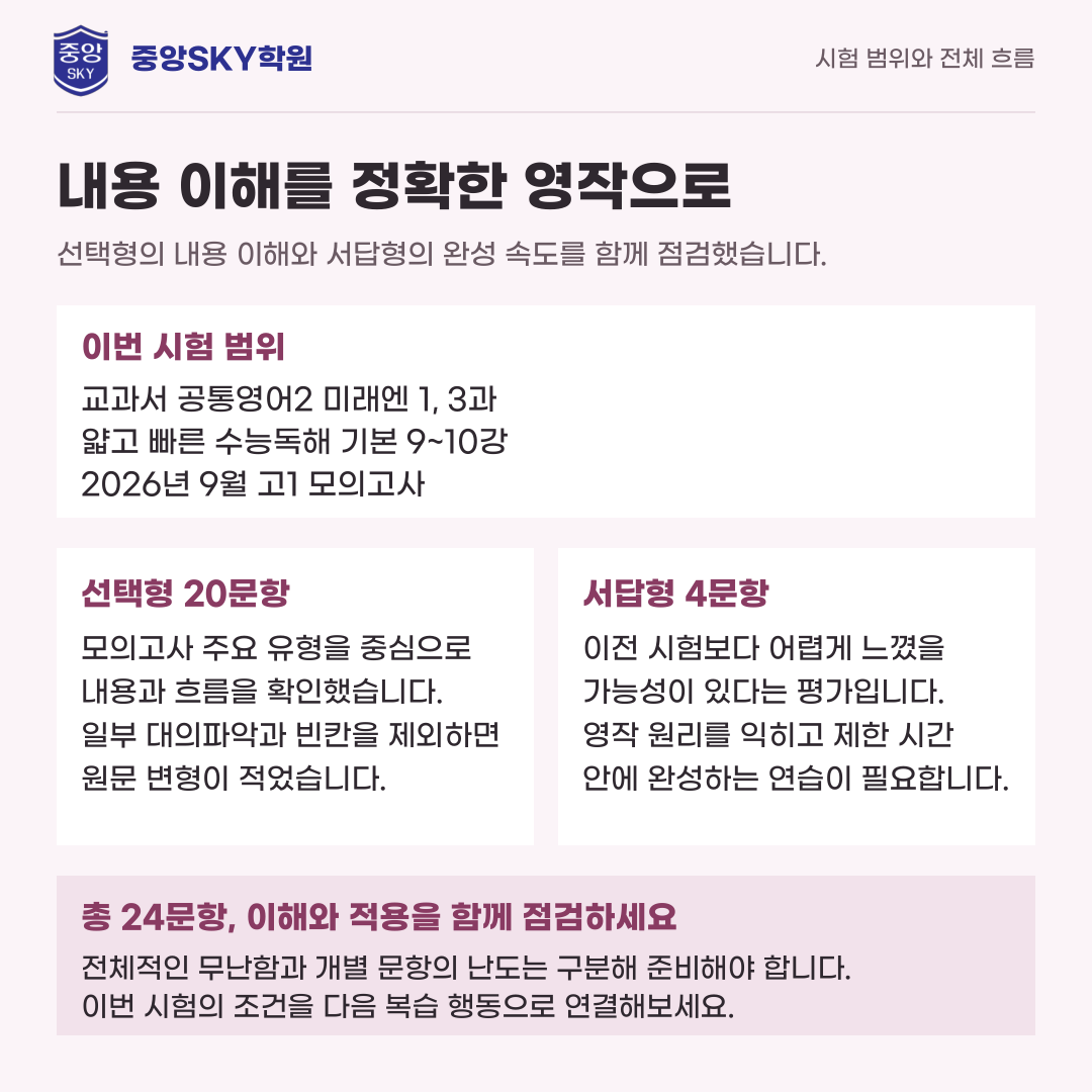 계성고 영어 2026년 1학년 2학기 중간고사 내신 분석