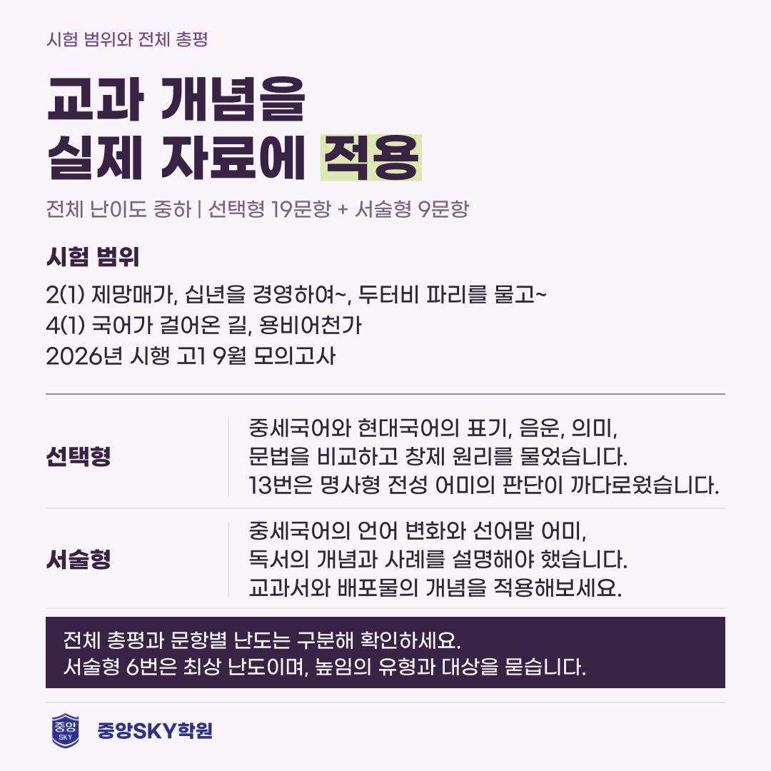 혜화여고 국어 2026년 1학년 2학기 중간고사 내신 분석