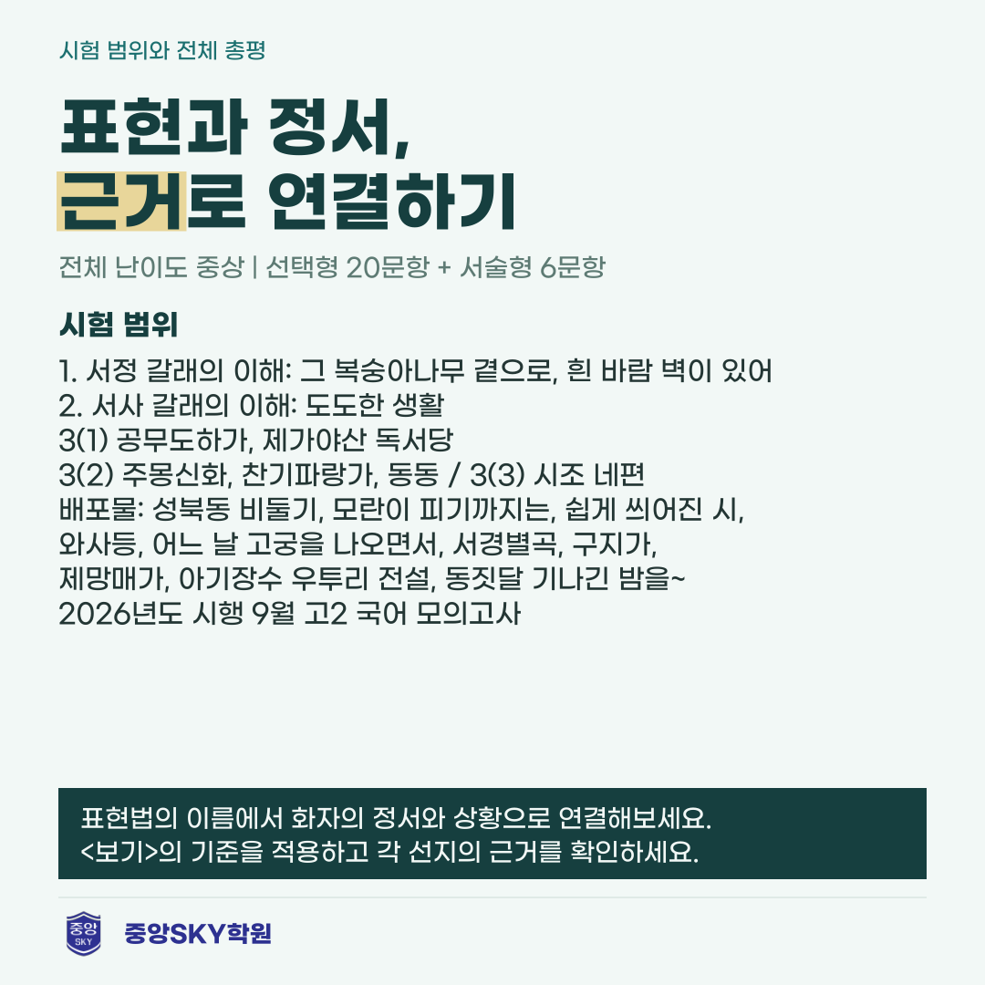 중앙고 국어 2026년 2학년 2학기 중간고사 내신 분석