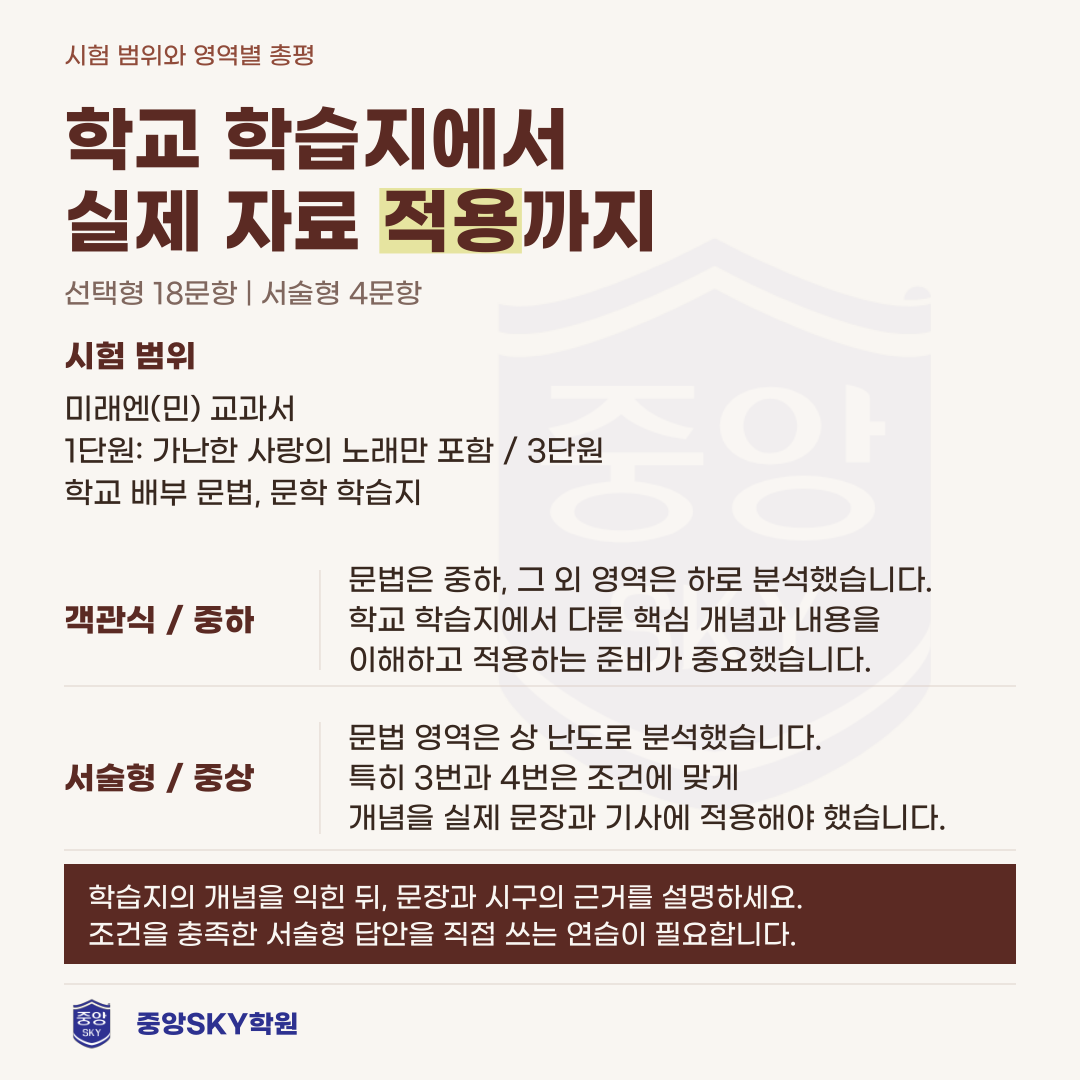 소선여중 국어 2026년 2학년 2학기 중간고사 분석