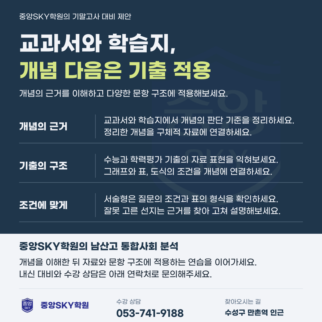 남산고 통합사회 2026년 1학년 2학기 중간고사 분석